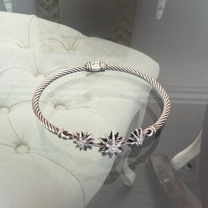 David Yurman Sterling Cable Bracelet with Three Starburst Accents - Silver